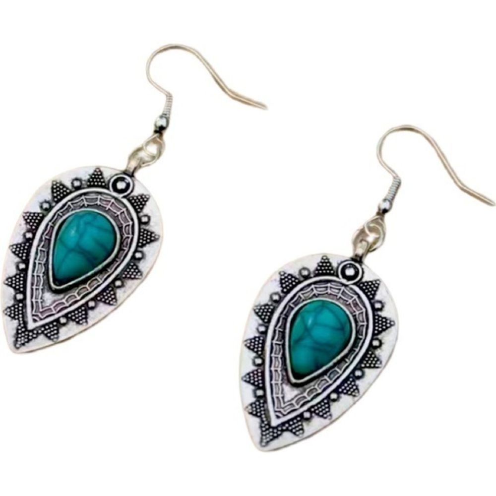 Carved Water Drop Shaped Earrings